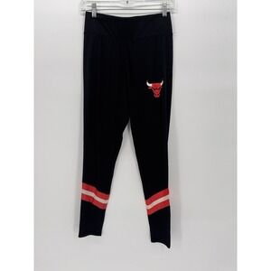 NBA Womens Chicago Bulls Graphic Leggings UK 12 Medium Black Colourblock TH06